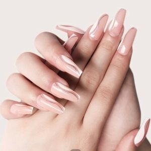 24 pc Abstract Art French Manicure 💅 Press on nail kit